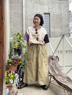 E.T.ドルマンTee×リメイク風スカート