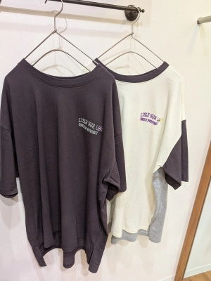 OE天竺汗染み防止加工　Flowerプリント&刺繍Tシャツ