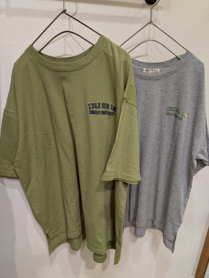 OE天竺汗染み防止加工　Flowerプリント&刺繍Tシャツ