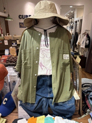 麻レーヨンボイルワークシャツ