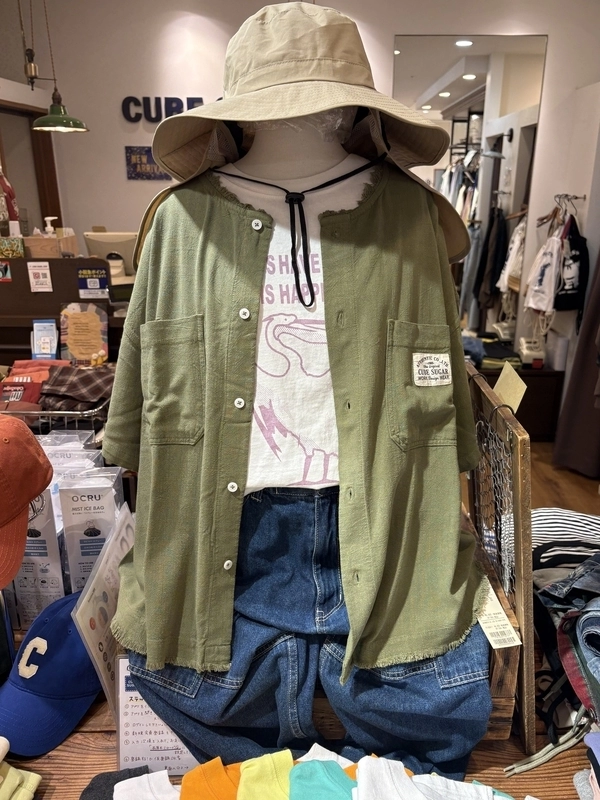 麻レーヨンボイルワークシャツ