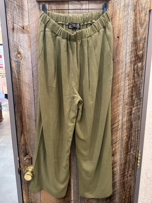 麻レーヨンボイルスタックワイドパンツ