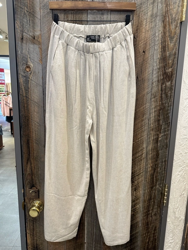 麻レーヨンボイルスタックワイドパンツ