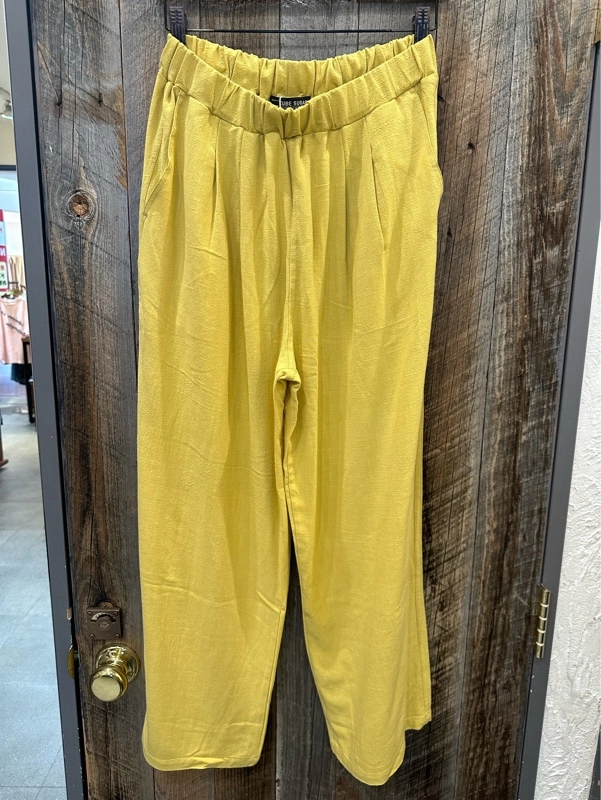 麻レーヨンボイルスタックワイドパンツ