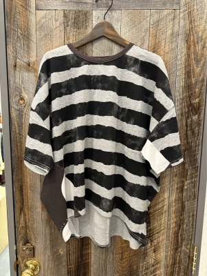 汗染み防止加工変形ボーダーTシャツ