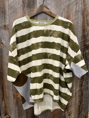 汗染み防止加工変形ボーダーTシャツ