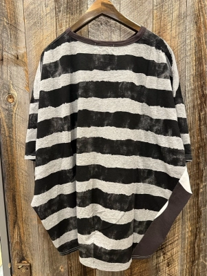 汗染み防止加工変形ボーダーTシャツ