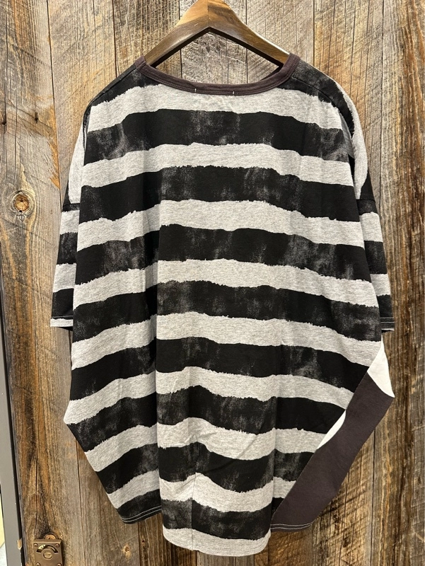 汗染み防止加工変形ボーダーTシャツ