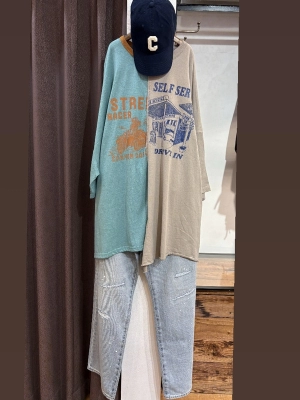 TC天竺片染リメイク風BigTシャツ