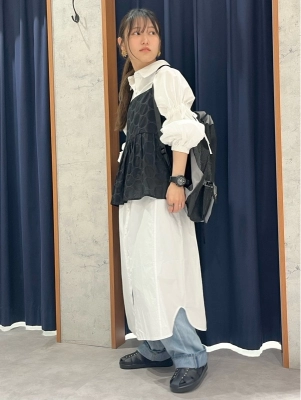 シャツワンピ×キャミソール