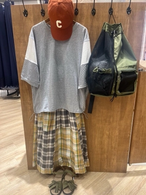 異素材ミックスドロストTシャツ