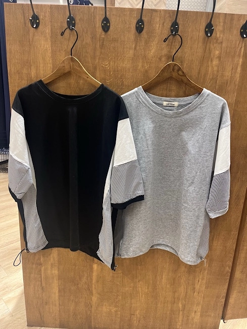 異素材ミックスドロストTシャツ