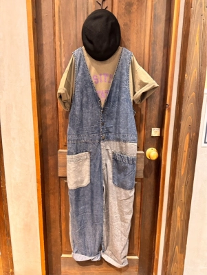 接触冷感デニムサロペット