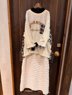 チェックポケ付リメイク風プルオーバー⭐︎