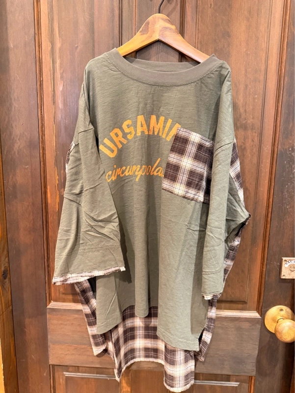 チェックポケ付リメイク風プルオーバー⭐︎