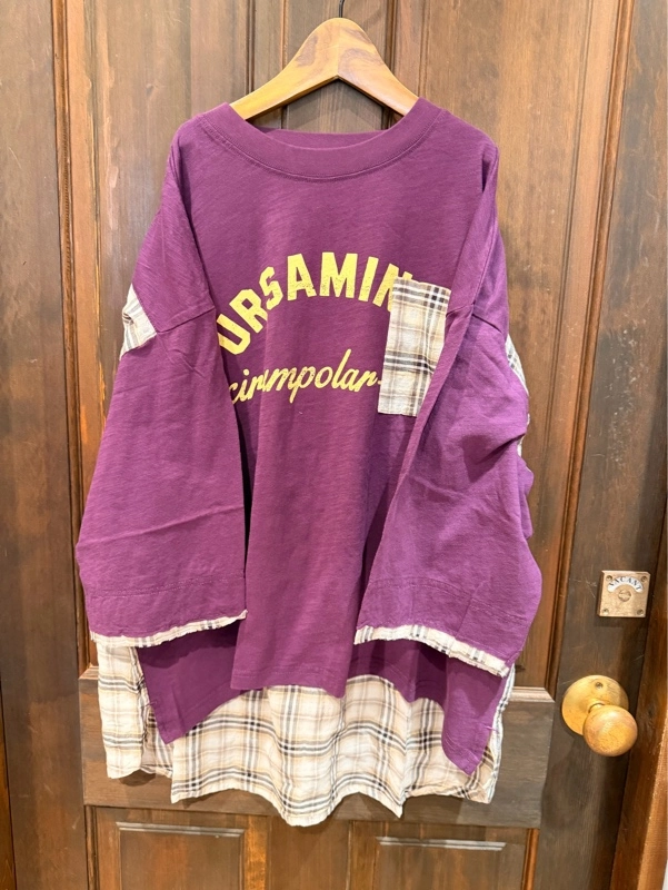 チェックポケ付リメイク風プルオーバー⭐︎