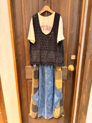 デニム切替ギャザースカート⭐︎