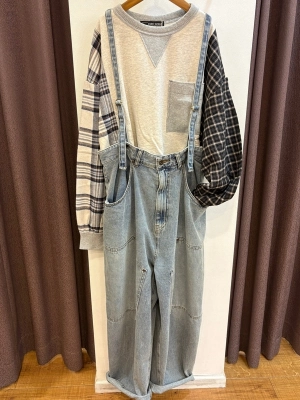 ネルチェック × スウェット ミックス プルオーバー