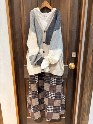 パッチワーク風チェックイージースカート♡