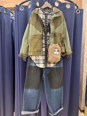 ネルチェックフリル付きビックシャツ