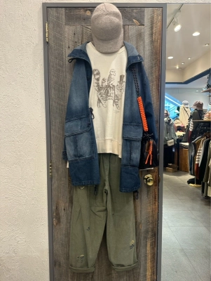ピーチツイルクロスステッチテーパードパンツ